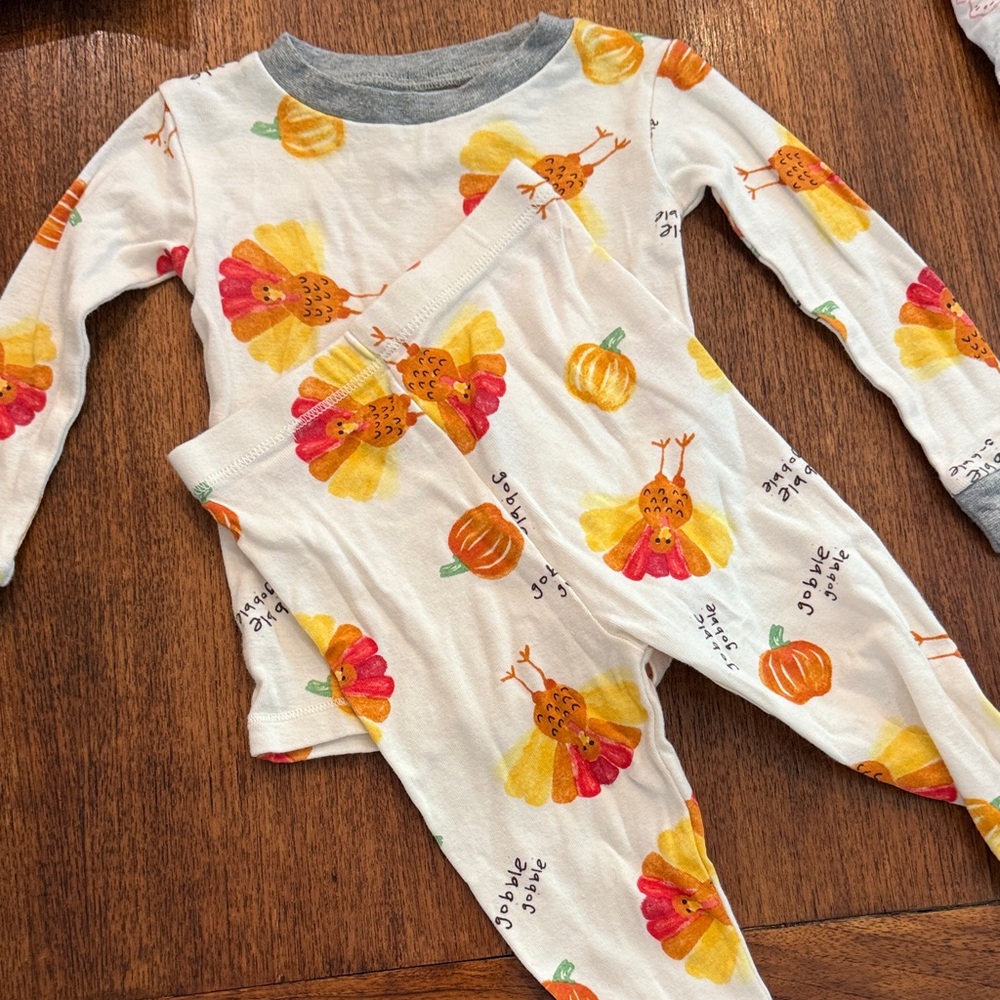 Burt's Bees Colorful Turkey Print Kids Footie Pajamas